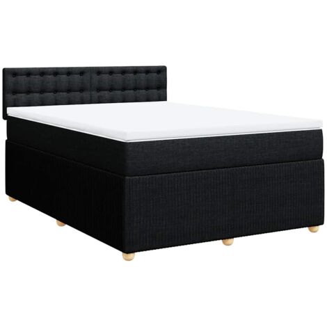Sommier à lattes de lit avec matelas Noir 160x200 cm Tissu vidaXL