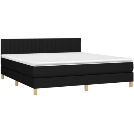 Sommier à lattes de lit avec matelas Noir 160x200 cm Tissu vidaXL