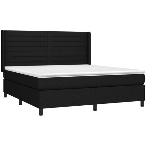Sommier à lattes de lit avec matelas Noir 160x200 cm Tissu vidaXL