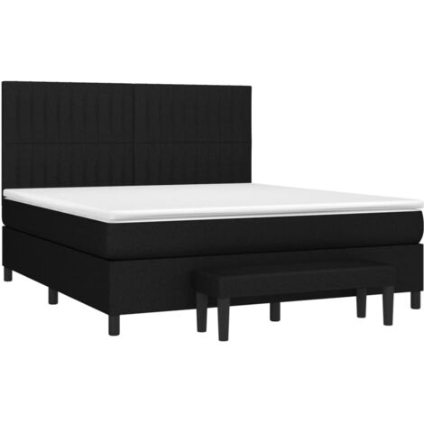 Sommier à lattes de lit avec matelas Noir 160x200 cm Tissu vidaXL