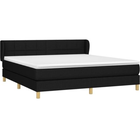 Sommier à lattes de lit avec matelas Noir 160x200 cm Tissu vidaXL