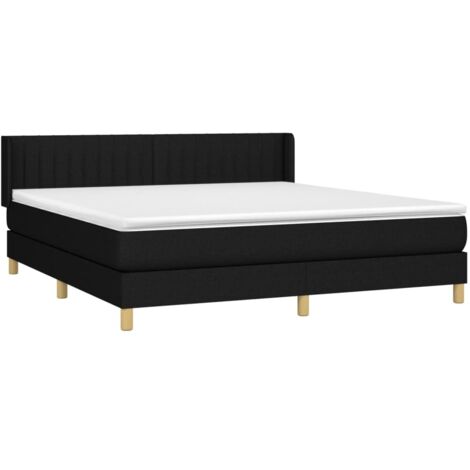 Sommier à lattes de lit avec matelas Noir 160x200 cm Tissu vidaXL