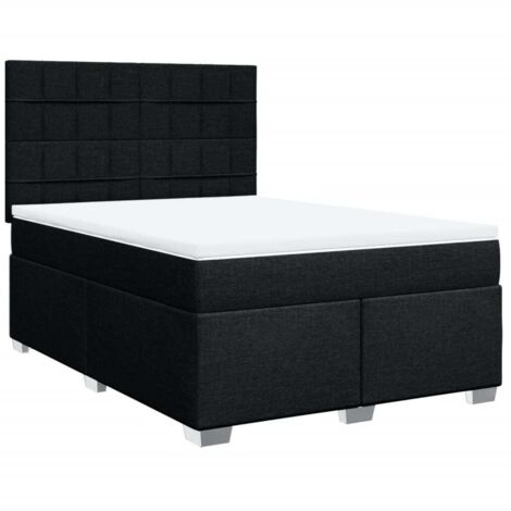 Sommier à lattes de lit avec matelas Noir 160x200 cm Tissu vidaXL