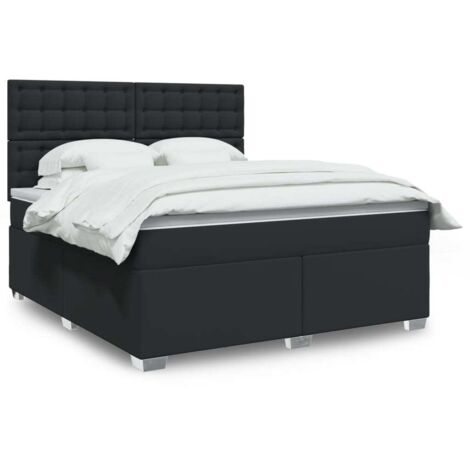 Sommier à lattes de lit avec matelas Noir 180x200 cm Similicuir vidaXL