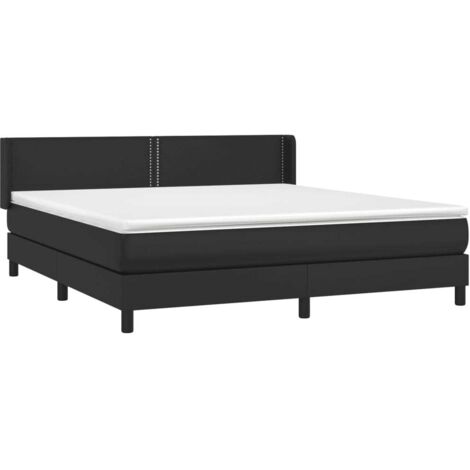 Sommier à lattes de lit avec matelas Noir 180x200 cm Similicuir vidaXL