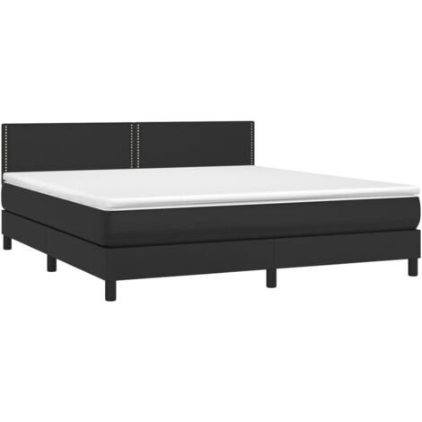 Sommier à lattes de lit avec matelas Noir 180x200 cm Similicuir vidaXL