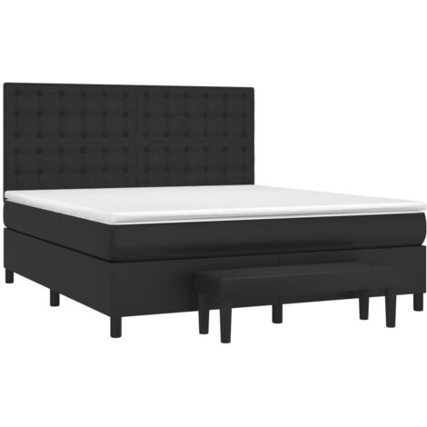 Sommier à lattes de lit avec matelas Noir 180x200 cm Similicuir vidaXL
