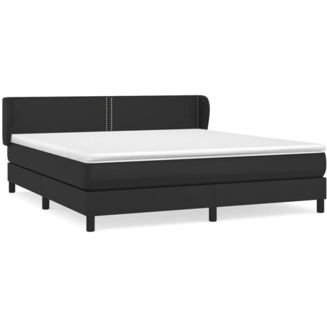 Sommier à lattes de lit avec matelas Noir 180x200 Similicuir