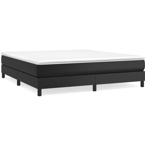 Sommier à lattes de lit avec matelas Noir 180x200 Similicuir