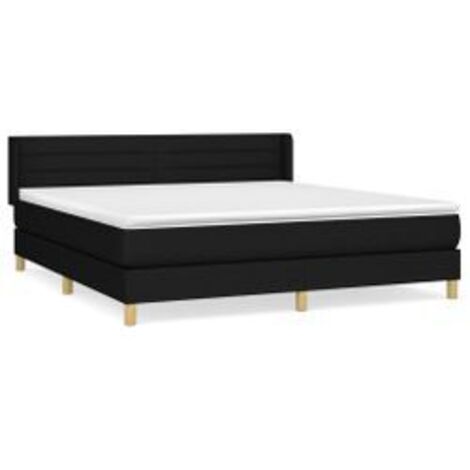 Sommier à lattes de lit avec matelas Noir 180x200 Tissu