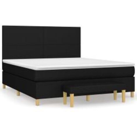 Sommier à lattes de lit avec matelas Noir 180x200 Tissu