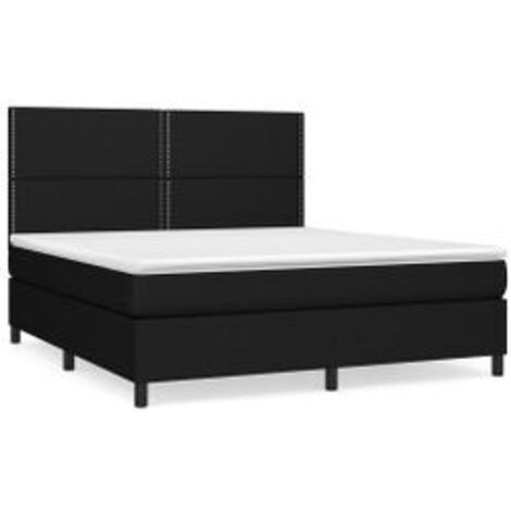 Sommier à lattes de lit avec matelas Noir 180x200 Tissu