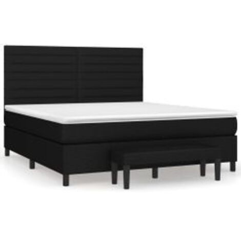 Sommier à lattes de lit avec matelas Noir 180x200 Tissu
