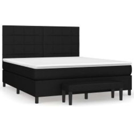 Sommier à lattes de lit avec matelas Noir 180x200 Tissu