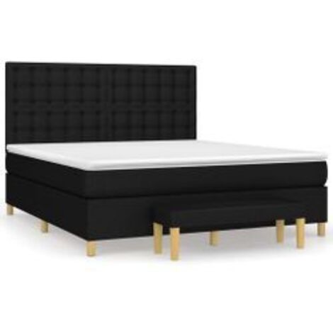 Sommier à lattes de lit avec matelas Noir 180x200 Tissu
