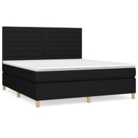 Sommier à lattes de lit avec matelas Noir 180x200 Tissu