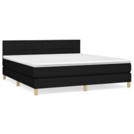 Sommier à lattes de lit avec matelas Noir 180x200 Tissu