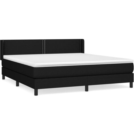 Sommier à lattes de lit avec matelas Noir 180x200 Tissu