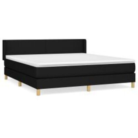 Sommier à lattes de lit avec matelas Noir 180x200 Tissu