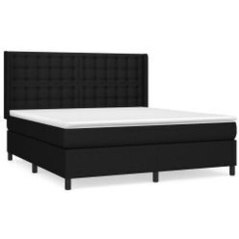 Sommier à lattes de lit avec matelas Noir 180x200 Tissu