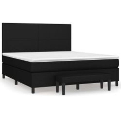 Sommier à lattes de lit avec matelas Noir 180x200 Tissu