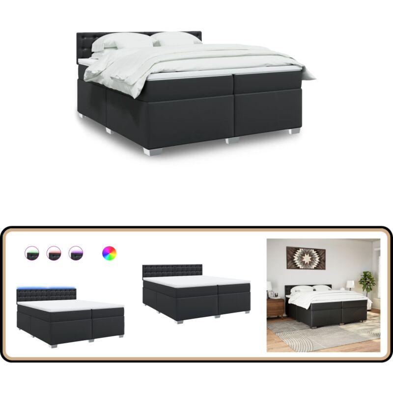 Vidaxl - Sommier à lattes de lit avec matelas Noir 200x200 cm Similicuir - Lit Double - Lit Design - Lit Moderne - Lit Avec Rangement - Sommier