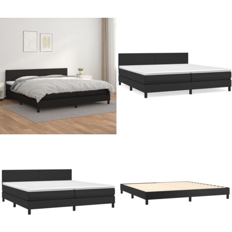 Sommier à lattes de lit avec matelas Noir 200x200 cm Similicuir - Lit Double - Lit Plateforme - Matelas Mémoire De Forme - Literie - Chambre À Coucher - Home & Living