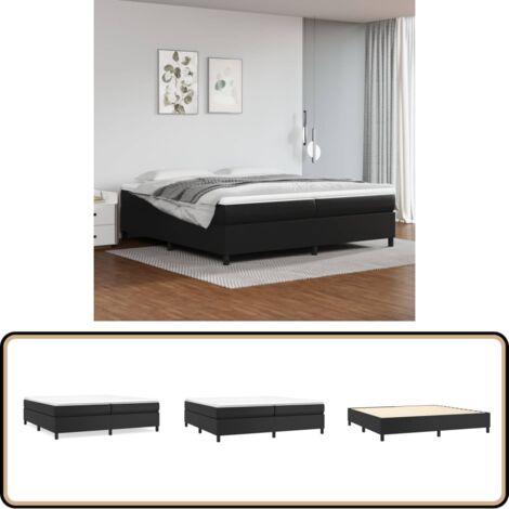 Sommier à lattes de lit avec matelas Noir 200x200 cm Similicuir - Lit Tapissier - Lit Double - Matelas À Ressorts Ensachés - Simili Cuir - Literie