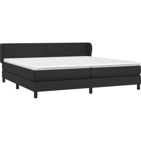 Sommier à lattes de lit avec matelas Noir 200x200 cm Similicuir vidaXL