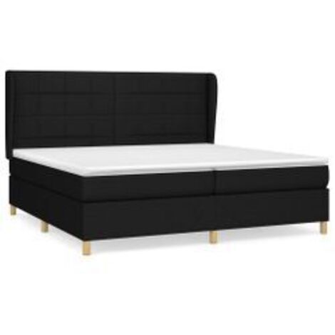 Sommier à lattes de lit avec matelas Noir 200x200 Tissu