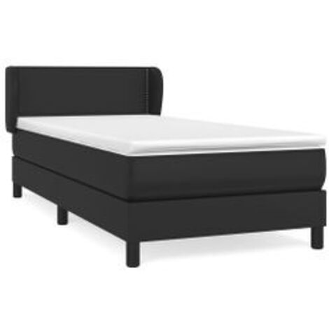 Sommier à lattes de lit avec matelas Noir 80x200 Similicuir