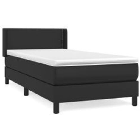 Sommier à lattes de lit avec matelas Noir 80x200 Similicuir