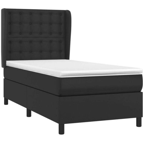 Sommier à lattes de lit avec matelas Noir 80x200cm Similicuir vidaXL