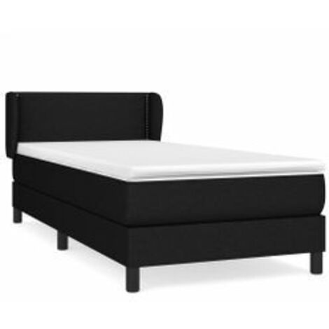 Sommier à lattes de lit avec matelas Noir 90x190 Tissu