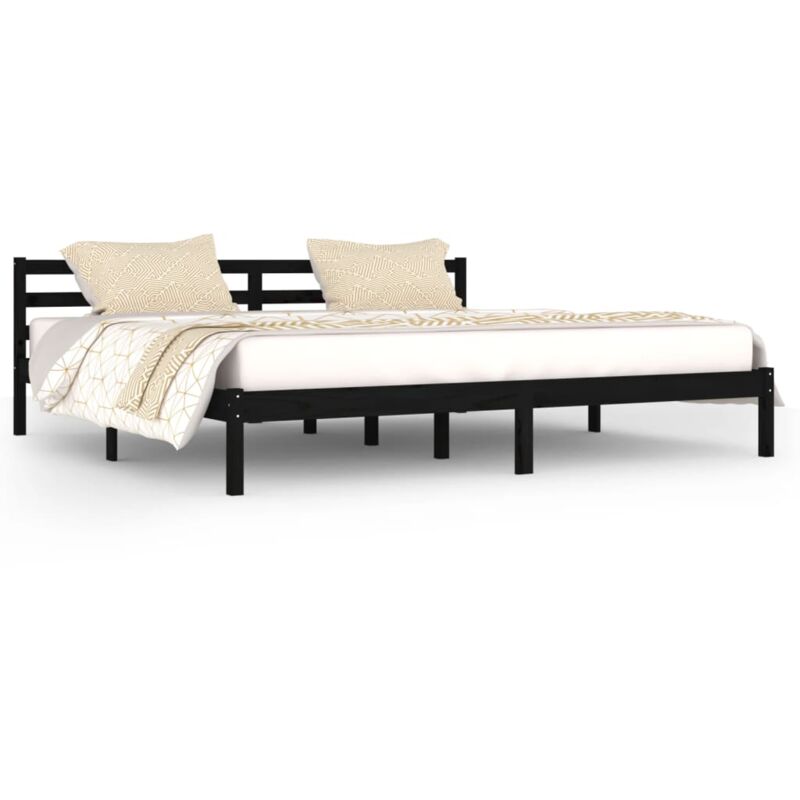 Cadre de lit Bois massif de pin 200x200 cm Noir