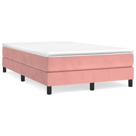 Sommier à lattes de lit avec matelas rose 120x190 cm velours vidaXL