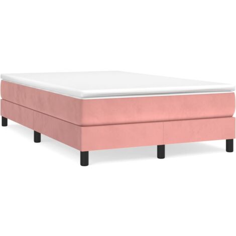Sommier à lattes de lit avec matelas rose 120x190 velours