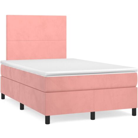 Sommier à lattes de lit avec matelas rose 120x190 velours