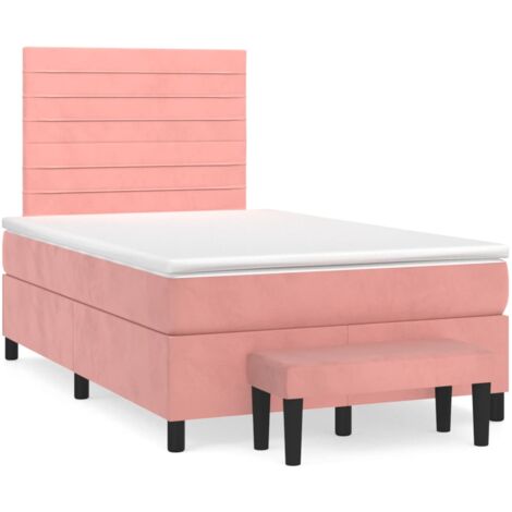 Sommier à lattes de lit avec matelas rose 120x190 velours