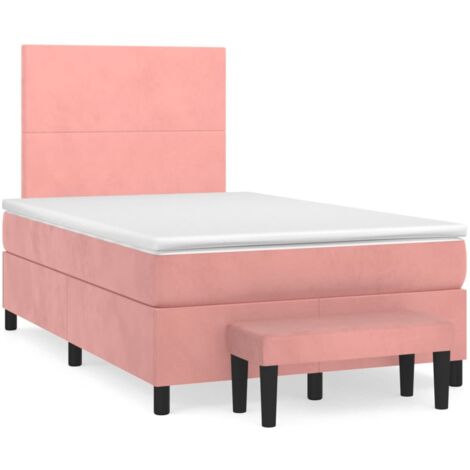 Sommier à lattes de lit avec matelas rose 120x190 velours