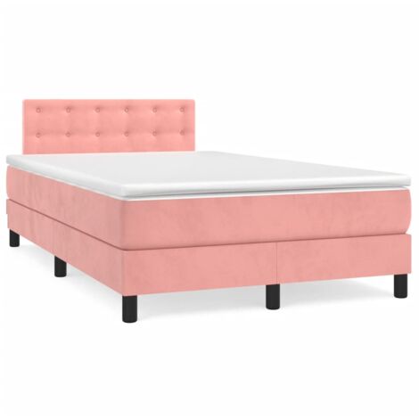Sommier à lattes de lit avec matelas rose 120x190 velours