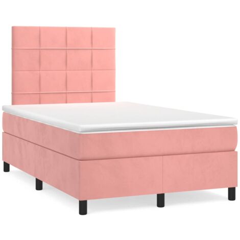 Sommier à lattes de lit avec matelas Rose 120x200 Velours