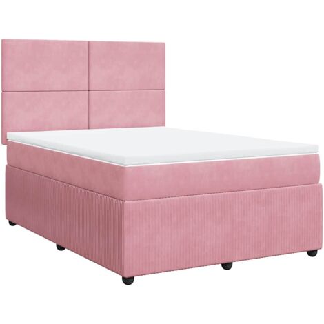 Sommier à lattes de lit avec matelas Rose 140x190 cm Velours vidaXL