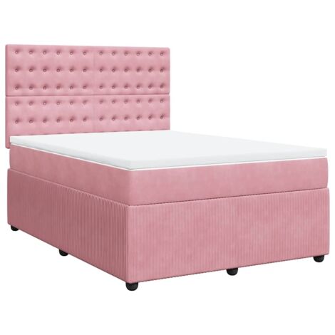 Sommier à lattes de lit avec matelas Rose 140x190 cm Velours vidaXL