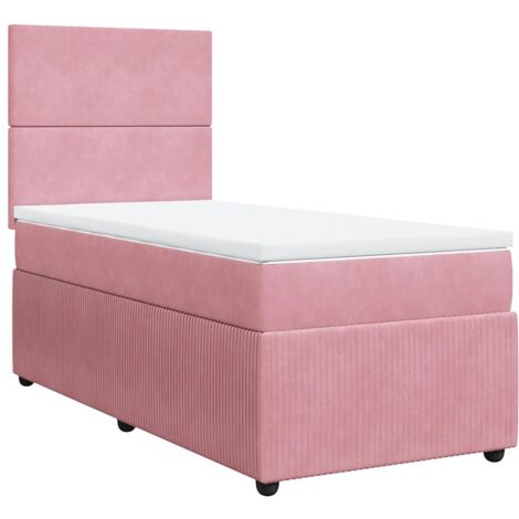 Sommier à lattes de lit avec matelas Rose 90x190 cm Velours vidaXL