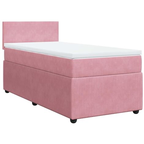 Sommier à lattes de lit avec matelas Rose 90x190 cm Velours vidaXL