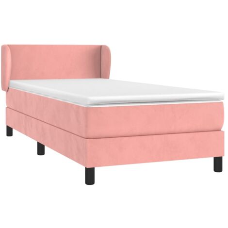 Sommier à lattes de lit avec matelas Rose 90x190 cm Velours vidaXL