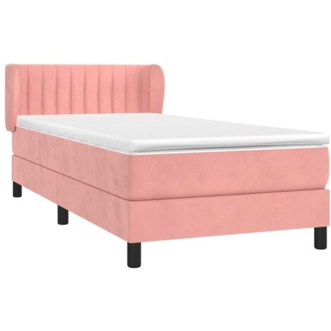 Sommier à lattes de lit avec matelas Rose 90x190 cm Velours vidaXL
