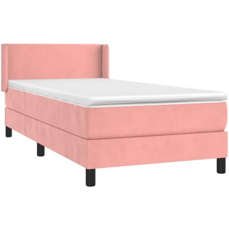 Sommier à lattes de lit avec matelas Rose 90x190 cm Velours vidaXL