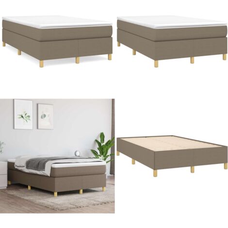 Sommier à lattes de lit avec matelas taupe 120x190 cm tissu - Lit Double - Lit Tapissier - Matelas Ressorts Ensachés - Literie - Chambre À Coucher - Home & Living